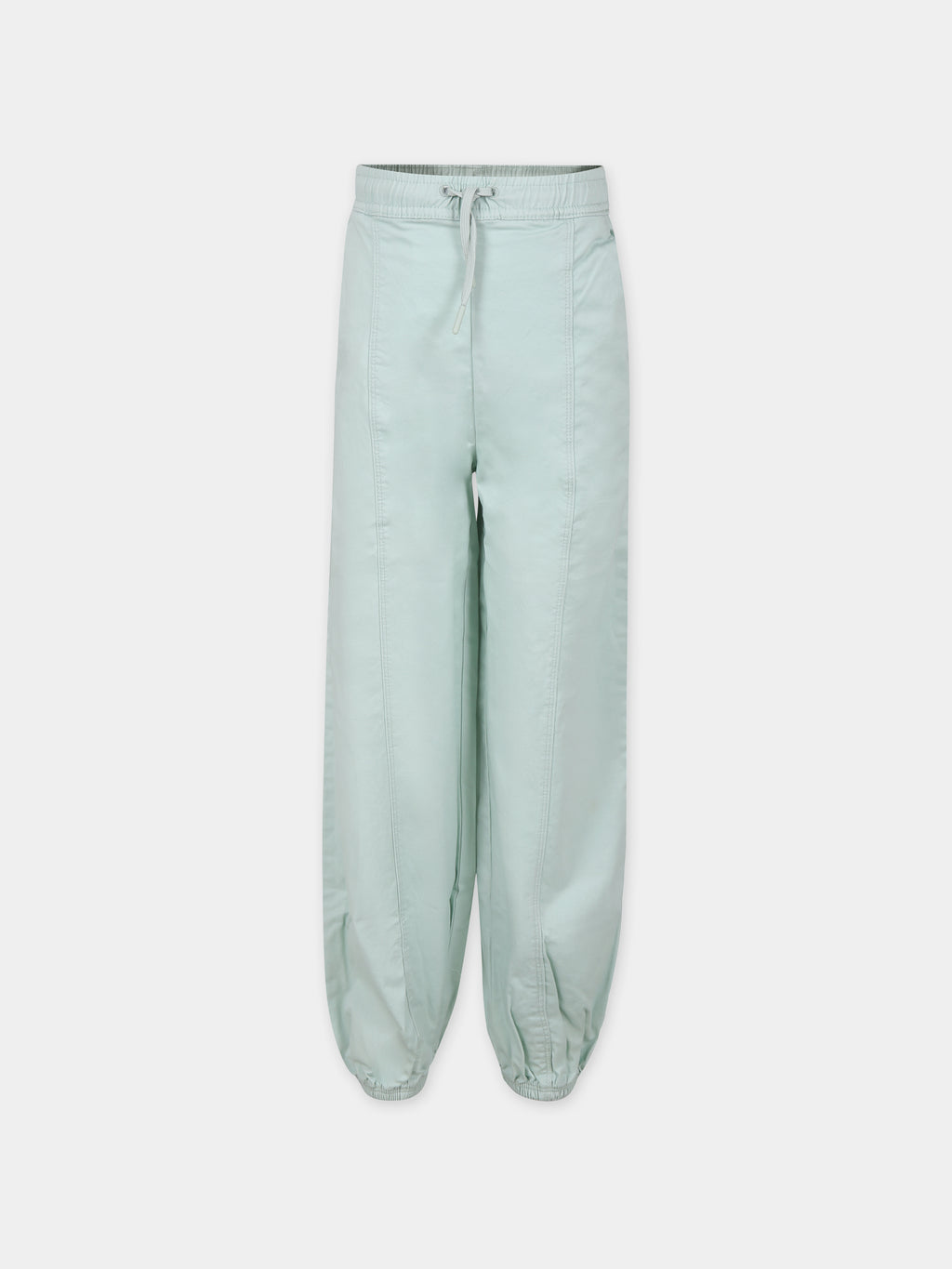 Green trousers for girl with logo print